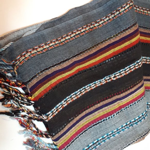 Lightweight cotton scarf in neutral tones. 20 x 78" - Picture 2 of 3